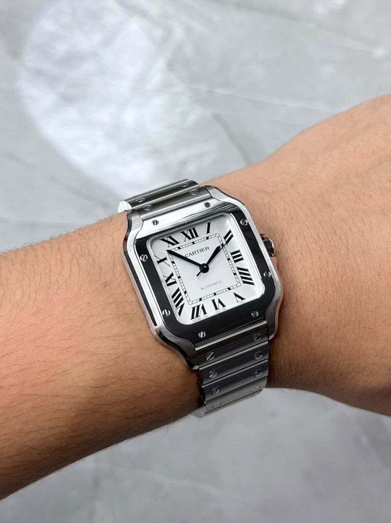 2021 Cartier Santos Medium White WSTA0029 - Image 3